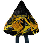Personalised Western Australia Oztag Swan Cloak Black Gold Geometric Swan Aboriginal