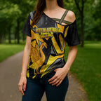 Personalised Western Australia Oztag Swan Cross Shoulder Shirt Black Gold Geometric Swan Aboriginal