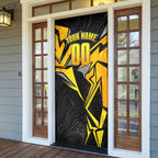 Personalised Western Australia Oztag Swan Door Cover Black Gold Geometric Swan Aboriginal