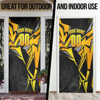 Personalised Western Australia Oztag Swan Door Cover Black Gold Geometric Swan Aboriginal