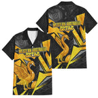 Personalised Western Australia Oztag Swan Family Matching Mermaid Dress and Hawaiian Shirt Black Gold Geometric Swan Aboriginal