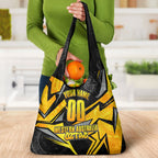 Personalised Western Australia Oztag Swan Grocery Bag Black Gold Geometric Swan Aboriginal