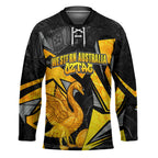 Personalised Western Australia Oztag Swan Hockey Jersey Black Gold Geometric Swan Aboriginal