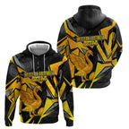 Personalised Western Australia Oztag Swan Hoodie Black Gold Geometric Swan Aboriginal