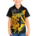 Personalised Western Australia Oztag Swan Kid Hawaiian Shirt Black Gold Geometric Swan Aboriginal