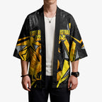 Personalised Western Australia Oztag Swan Kimono Black Gold Geometric Swan Aboriginal
