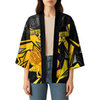 Personalised Western Australia Oztag Swan Kimono Black Gold Geometric Swan Aboriginal
