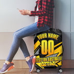 Personalised Western Australia Oztag Swan Luggage Cover Black Gold Geometric Swan Aboriginal