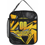Personalised Western Australia Oztag Swan Lunch Bag Black Gold Geometric Swan Aboriginal