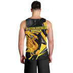 Personalised Western Australia Oztag Swan Men Tank Top Black Gold Geometric Swan Aboriginal