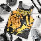 Personalised Western Australia Oztag Swan Men Tank Top Black Gold Geometric Swan Aboriginal