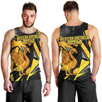 Personalised Western Australia Oztag Swan Men Tank Top Black Gold Geometric Swan Aboriginal