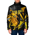 Personalised Western Australia Oztag Swan Padded Jacket Black Gold Geometric Swan Aboriginal