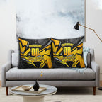 Personalised Western Australia Oztag Swan Pillow Cover Black Gold Geometric Swan Aboriginal