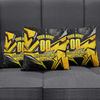 Personalised Western Australia Oztag Swan Pillow Cover Black Gold Geometric Swan Aboriginal