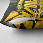 Personalised Western Australia Oztag Swan Pillow Cover Black Gold Geometric Swan Aboriginal