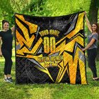 Personalised Western Australia Oztag Swan Quilt Black Gold Geometric Swan Aboriginal
