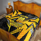 Personalised Western Australia Oztag Swan Quilt Black Gold Geometric Swan Aboriginal