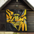 Personalised Western Australia Oztag Swan Quilt Black Gold Geometric Swan Aboriginal