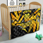 Personalised Western Australia Oztag Swan Quilt Black Gold Geometric Swan Aboriginal
