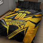 Personalised Western Australia Oztag Swan Quilt Bed Set Black Gold Geometric Swan Aboriginal