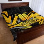 Personalised Western Australia Oztag Swan Quilt Bed Set Black Gold Geometric Swan Aboriginal