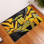 Personalised Western Australia Oztag Swan Rubber Doormat Black Gold Geometric Swan Aboriginal