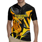 Personalised Western Australia Oztag Swan Rugby Jersey Black Gold Geometric Swan Aboriginal