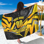 Personalised Western Australia Oztag Swan Sarong Black Gold Geometric Swan Aboriginal
