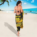 Personalised Western Australia Oztag Swan Sarong Black Gold Geometric Swan Aboriginal