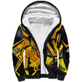 Personalised Western Australia Oztag Swan Sherpa Hoodie Black Gold Geometric Swan Aboriginal
