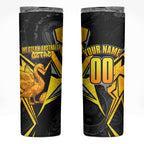 Personalised Western Australia Oztag Swan Skinny Tumbler Black Gold Geometric Swan Aboriginal