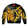 Personalised Western Australia Oztag Swan Sleeve Zip Bomber Jacket Black Gold Geometric Swan Aboriginal
