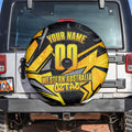 Personalised Western Australia Oztag Swan Spare Tire Cover Black Gold Geometric Swan Aboriginal