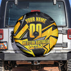 Personalised Western Australia Oztag Swan Spare Tire Cover Black Gold Geometric Swan Aboriginal