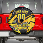 Personalised Western Australia Oztag Swan Spare Tire Cover Black Gold Geometric Swan Aboriginal