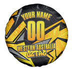 Personalised Western Australia Oztag Swan Spare Tire Cover Black Gold Geometric Swan Aboriginal