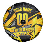 Personalised Western Australia Oztag Swan Spare Tire Cover Black Gold Geometric Swan Aboriginal