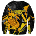 Personalised Western Australia Oztag Swan Sweatshirt Black Gold Geometric Swan Aboriginal