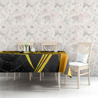 Personalised Western Australia Oztag Swan Tablecloth Black Gold Geometric Swan Aboriginal