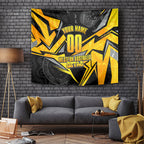 Personalised Western Australia Oztag Swan Tapestry Black Gold Geometric Swan Aboriginal