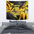 Personalised Western Australia Oztag Swan Tapestry Black Gold Geometric Swan Aboriginal