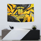 Personalised Western Australia Oztag Swan Tapestry Black Gold Geometric Swan Aboriginal