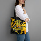Personalised Western Australia Oztag Swan Tote Bag Black Gold Geometric Swan Aboriginal