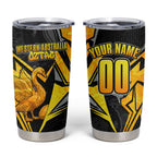 Personalised Western Australia Oztag Swan Tumbler Cup Black Gold Geometric Swan Aboriginal