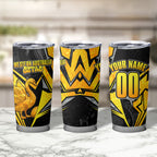 Personalised Western Australia Oztag Swan Tumbler Cup Black Gold Geometric Swan Aboriginal