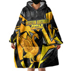 Personalised Western Australia Oztag Swan Wearable Blanket Hoodie Black Gold Geometric Swan Aboriginal