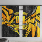 Personalised Western Australia Oztag Swan Window Curtain Black Gold Geometric Swan Aboriginal