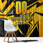 Personalised Western Australia Oztag Swan Window Curtain Black Gold Geometric Swan Aboriginal