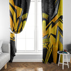 Personalised Western Australia Oztag Swan Window Curtain Black Gold Geometric Swan Aboriginal